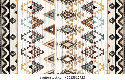 Navajo tribal vector seamless pattern. Native American ornament. Ethnic South Western decor style. Boho geometric ornament. Vector seamless pattern. Mexican blanket, rug. Woven carpet illustration