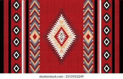Navajo tribal vector seamless pattern. Native American ornament. Ethnic South Western decor style. Boho geometric ornament. Vector seamless pattern. Mexican blanket, rug. Woven carpet illustration