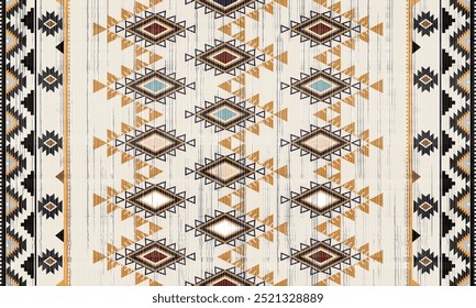 Navajo tribal vector seamless pattern. Native American ornament. Ethnic South Western decor style. Boho geometric ornament. Vector seamless pattern. Mexican blanket, rug. Woven carpet illustration