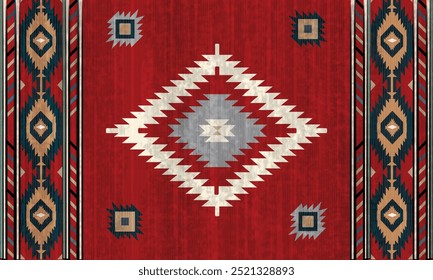 Navajo Stammes-Vektor nahtloses Muster. Indianerornament. Ethnische südwestliche Dekoration Stil. Boho geometrische Ornament. Nahtloses Vektormuster. Mexikanische Decke, Teppich. Gewebte Teppichgrafik