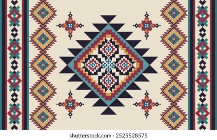 Navajo tribal vector seamless pattern. Native American ornament. Ethnic South Western decor style. Boho geometric ornament. Vector seamless pattern. Mexican blanket, rug. Woven carpet illustration