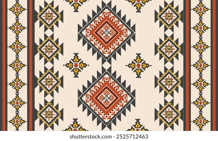 Navajo tribal vector seamless pattern. Native American ornament. Ethnic South Western decor style. Boho geometric ornament. Vector seamless pattern. Mexican blanket, rug. Woven carpet illustration