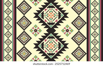 Navajo tribal vector seamless pattern. Native American ornament. Ethnic South Western decor style. Boho geometric ornament. Vector seamless pattern. Mexican blanket, rug. Woven carpet illustration