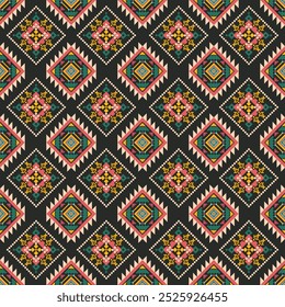 Navajo tribal vector seamless pattern. Native American ornament. Ethnic South Western decor style. Boho geometric ornament. Vector seamless pattern. Mexican blanket, rug. Woven carpet illustration
