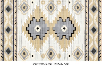 Navajo tribal vector seamless pattern. Native American ornament. Ethnic South Western decor style. Boho geometric ornament. Vector seamless pattern. Mexican blanket, rug. Woven carpet illustration	
