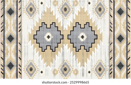 Navajo tribal vetor padrão sem emenda. Ornamento nativo americano. Estilo de decoração étnica do sudoeste. Ornamento geométrico boho. Padrão sem emenda do vetor. Cobertor mexicano, tapete. Ilustração de tapete tecido	
