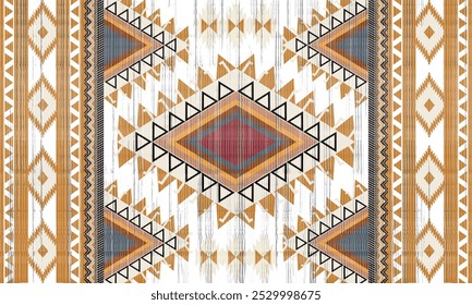 Navajo Stammes-Vektor nahtloses Muster. Indianerornament. Ethnische südwestliche Dekoration Stil. Boho geometrische Ornament. Nahtloses Vektormuster. Mexikanische Decke, Teppich. Gewebte Teppichgrafik	

