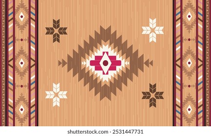 Navajo tribal vetor padrão sem emenda. Ornamento nativo americano. Estilo de decoração étnica do sudoeste. Ornamento geométrico boho. Padrão sem emenda do vetor.