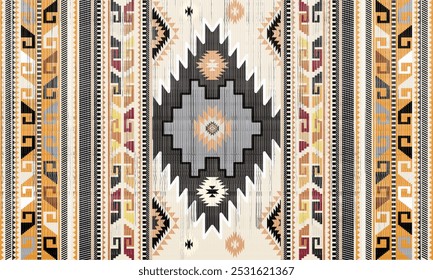 Navajo tribal vector seamless pattern. Native American ornament. Ethnic South Western decor style. Boho geometric ornament. Vector seamless pattern. Mexican blanket, rug. Woven carpet illustration