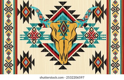 Navajo tribal vector seamless pattern. Native American ornament. Ethnic South Western decor style. Boho geometric ornament. Vector seamless pattern. Mexican blanket, rug. Woven carpet illustration