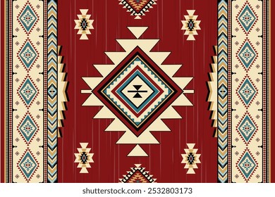 Navajo tribal vetor padrão sem emenda. Ornamento nativo americano. Estilo de decoração étnica do sudoeste. Ornamento geométrico Boho. cobertor, tapete. Tapete tecido	