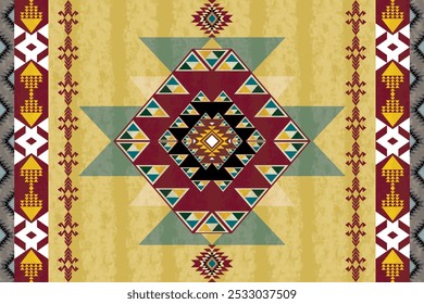 Navajo tribal vector seamless pattern. Native American ornament. Ethnic South Western decor style. Boho geometric ornament. Vector seamless pattern. Mexican blanket, rug. Woven carpet illustration