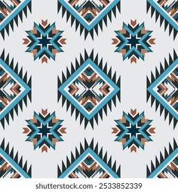 Navajo tribal vector seamless pattern. Native American ornament. Ethnic South Western decor style. Boho geometric ornament. Vector seamless pattern. Mexican blanket, rug. Woven carpet illustration