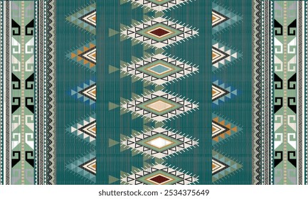 Navajo tribal vetor padrão sem emenda. Ornamento nativo americano. Estilo de decoração étnica do sudoeste. Ornamento geométrico boho. Padrão sem emenda do vetor. Cobertor mexicano, tapete. Ilustração de tapete tecido	
