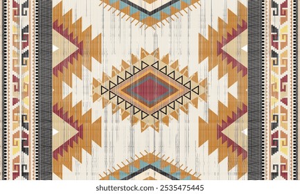Navajo tribal vector seamless pattern. Native American ornament. Ethnic South Western decor style. Boho geometric ornament. Vector seamless pattern. Mexican blanket, rug. Woven carpet illustration	