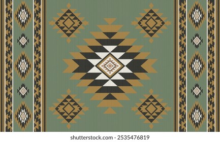 Navajo tribal vector seamless pattern. Native American ornament. Ethnic South Western decor style. Boho geometric ornament. Vector pattern. Mexican blanket, rug. Woven carpet illustration