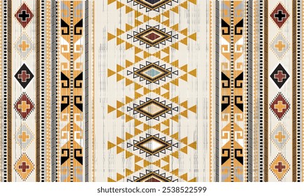 Navajo tribal vector seamless pattern. Native American ornament. Ethnic South Western decor style. Boho geometric ornament. Vector seamless pattern. Mexican blanket, rug. Woven carpet illustration