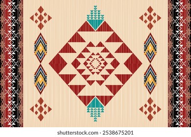 Navajo tribal vector seamless pattern. Native American ornament. Ethnic South Western decor style. Boho geometric ornament. Vector seamless pattern. Mexican blanket, rug. Woven carpet illustration