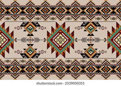 Patrón sin costuras de Vector tribal navajo. Ornamento nativo americano. Estilo étnico de decoración suroeste. Adorno geométrico boho. Patrón sin fisuras de Vector. Manta mexicana, alfombra. Ilustración de alfombra tejida