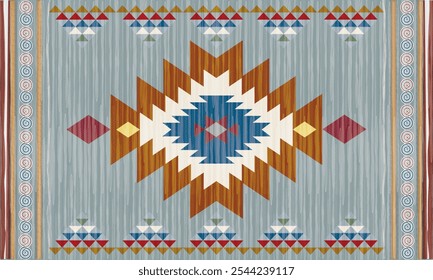 Navajo tribal vector seamless pattern. Native American ornament. Ethnic South Western decor style. Boho geometric ornament. Vector seamless pattern. Mexican blanket, rug. Woven carpet illustration