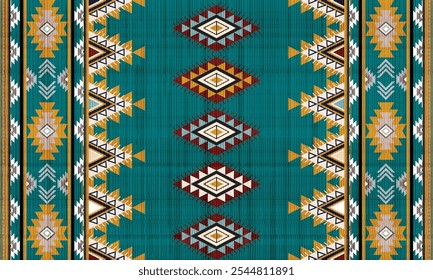 Navajo tribal vector seamless pattern. Native American ornament. Ethnic South Western decor style. Boho geometric ornament. Vector seamless pattern. Mexican blanket, rug. Woven carpet illustration