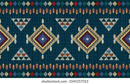 
 Navajo tribal vector seamless pattern. Native American ornament. Ethnic South Western decor style. Boho geometric ornament. Vector seamless pattern. Mexican blanket, rug. Woven carpet illustration