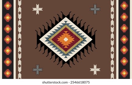 Navajo tribal vector seamless pattern. Native American ornament. Ethnic South Western decor style. Boho geometric ornament. Vector seamless pattern. Mexican blanket, rug. Woven carpet illustration