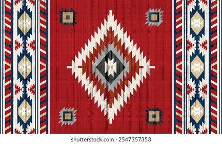 Navajo tribal vector seamless pattern. Native American ornament. Ethnic South Western decor style. Boho geometric ornament. Vector seamless pattern. Mexican blanket, rug. Woven carpet illustration