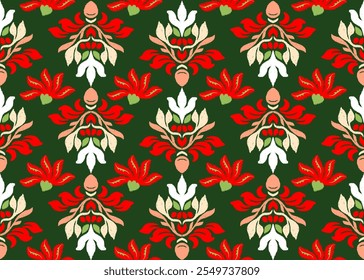 Navajo tribal vector seamless pattern.
Geometric ethnic floral pattern Thai silk embroidery 
design for decorative home carpet curtain pillow 
Boho geometric ornament. Ikat Floral Indian style 