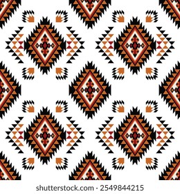 Navajo tribal vector seamless pattern. Native American ornament. Ethnic South Western decor style. Boho geometric ornament. Vector seamless pattern. Mexican blanket, rug. Woven carpet illustration