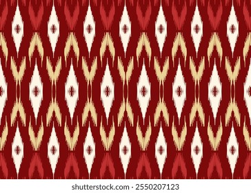 Patrón sin costuras de Vector tribal navajo.
Patrón floral étnico geométrico bordado de seda tailandés 
Diseño para almohada de cortina de alfombra decorativa para el hogar 
Adorno geométrico boho. Ikat Floral estilo indio 