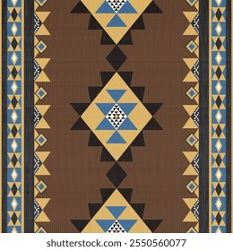 Navajo tribal vetor padrão sem emenda. Ornamento nativo americano. Estilo de decoração étnica do sudoeste. Ornamento geométrico boho. Padrão sem emenda do vetor. Cobertor mexicano, tapete. Ilustração de tapete tecido