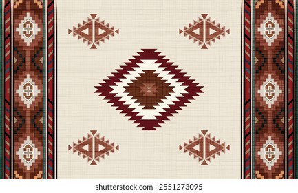 Navajo tribal vector seamless pattern. Native American ornament. Ethnic South Western decor style. Boho geometric ornament. Vector seamless pattern. Mexican blanket, rug. Woven carpet illustration