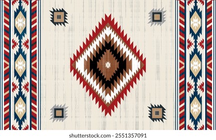 Navajo tribal vetor padrão sem emenda. Ornamento nativo americano. Estilo de decoração étnica do sudoeste. Ornamento geométrico boho. Padrão sem emenda do vetor. Cobertor mexicano, tapete. Ilustração de tapete tecido