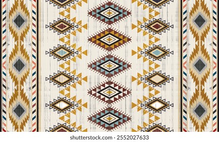 Navajo tribal vetor padrão sem emenda. Ornamento nativo americano. Estilo de decoração étnica do sudoeste. Ornamento geométrico boho. Padrão sem emenda do vetor. Cobertor mexicano, tapete. Ilustração de tapete tecido