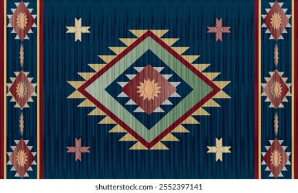 Navajo tribal vector seamless pattern. Native American ornament. Ethnic South Western decor style. Boho geometric ornament. Vector seamless pattern. Mexican blanket, rug. Wov en carpet illustration
