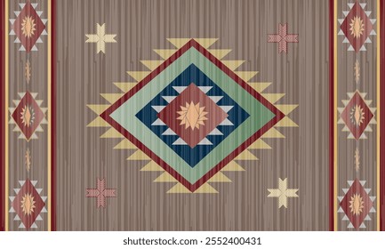 Navajo tribal vector seamless pattern. Native American ornament. Ethnic South Western decor style. Boho geometric ornament. Vector seamless pattern. Mexican blanket, rug. Wov en carpet illustration
