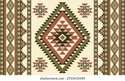 Navajo tribal vector seamless pattern. Native American ornament. Ethnic South Western decor style. Boho geometric ornament. Vector seamless pattern. Mexican blanket, rug. Woven carpet illustration