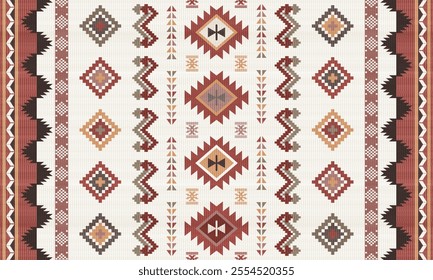 Navajo tribal vector seamless pattern. Native American ornament. Ethnic South Western decor style. Boho geometric ornament. Vector seamless pattern. Mexican blanket, rug. Woven carpet illustration