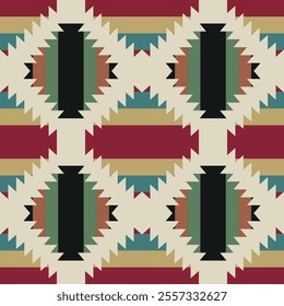 Navajo tribal vector seamless pattern. Native American ornament. Ethnic South Western decor style. Boho geometric ornament. Vector seamless pattern. Mexican blanket, rug. Woven carpet illustration