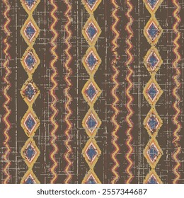 Navajo tribal vector seamless pattern. Native American ornament. Ikat Ethnic South Western deco style. Boho geometric ornament on brown beige background.
