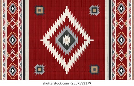 Navajo tribal vector seamless pattern. Native American ornament. Ethnic South Western decor style. Boho geometric ornament. Vector seamless pattern. Mexican blanket, rug. Woven carpet illustration