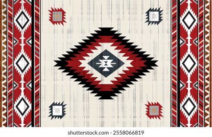 Navajo tribal vector seamless pattern. Native American ornament. Ethnic South Western decor style. Boho geometric ornament. Vector seamless pattern. Mexican blanket, rug. Woven carpet illustration