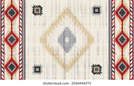 Navajo tribal vector seamless pattern. Native American ornament. Ethnic South Western decor style. Boho geometric ornament. Vector seamless pattern. Mexican blan ket, rug. Woven carpet illustration
