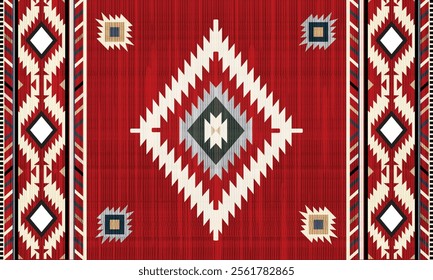 Navajo tribal vector seamless pattern. Native American ornament. Ethnic South Western decor style. Boho geometric ornament. Vector seamless pattern. Mexican blanket, rug. Woven carpet illustration