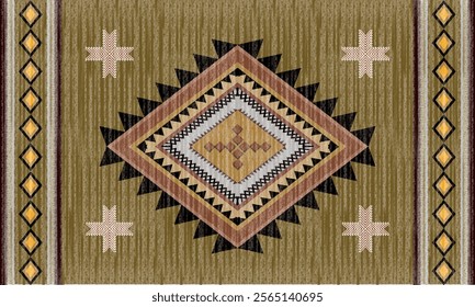 Navajo tribal vector seamless pattern. Native American ornament. Ethnic South Western decor style. Boho geometric ornament. Vector seamless pattern. Mexican blanket, rug. Woven carpet illustration
