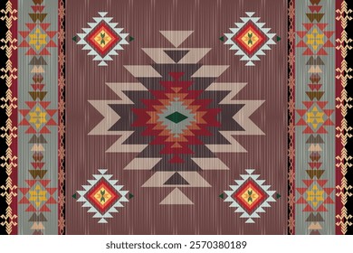 Navajo tribal vector seamless pattern. Native American ornament. Ethnic South Western decor style. Boho geometric ornament. Vector seamless pattern. Mexican blanket, rug. Woven carpet illustration