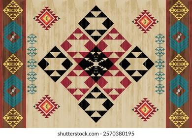 Navajo tribal vector seamless pattern. Native American ornament. Ethnic South Western decor style. Boho geometric ornament. Vector seamless pattern. Mexican blanket, rug. Woven carpet illustration