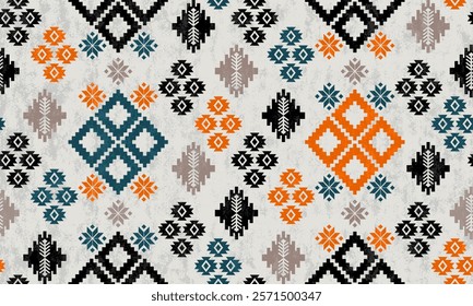 Navajo tribal vector seamless pattern. Native American ornament. Ethnic South Western decor style. Boho geometric ornament. Vector seamless pattern. Mexican blanket, rug. Woven carpet illustration