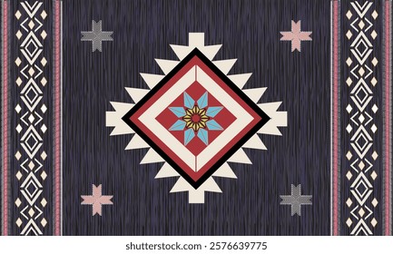Navajo tribal vector seamless pattern. Native American ornament. Ethnic South Western decor style. Boho geometric ornament. Vector seamless pattern. Mexican blanket, rug. Woven carpet illustration
